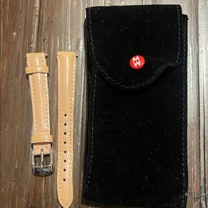 Michele Tan Leather Watch Strap with Black Velvet Pouch
